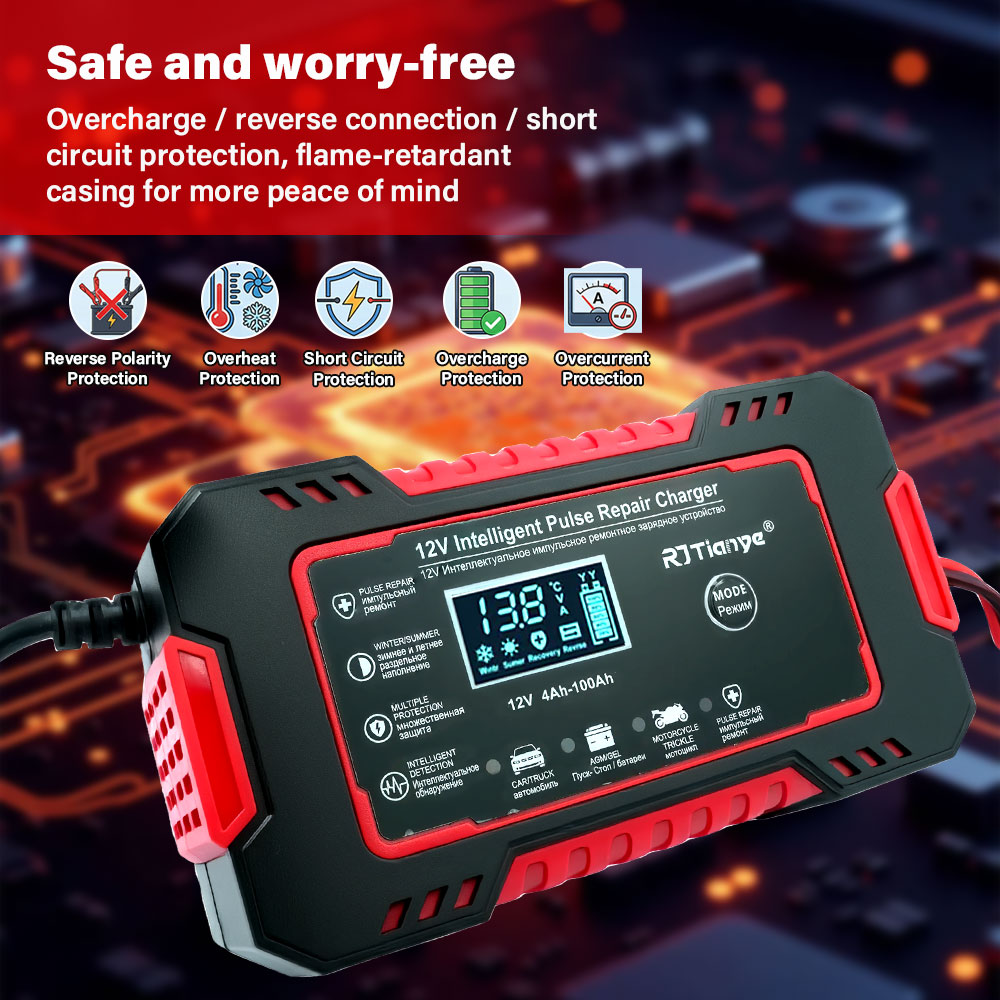 Smart Car Battery Charger 12V 24V 20A - شاحن بطارية للسيارات والدراجات النارية 20