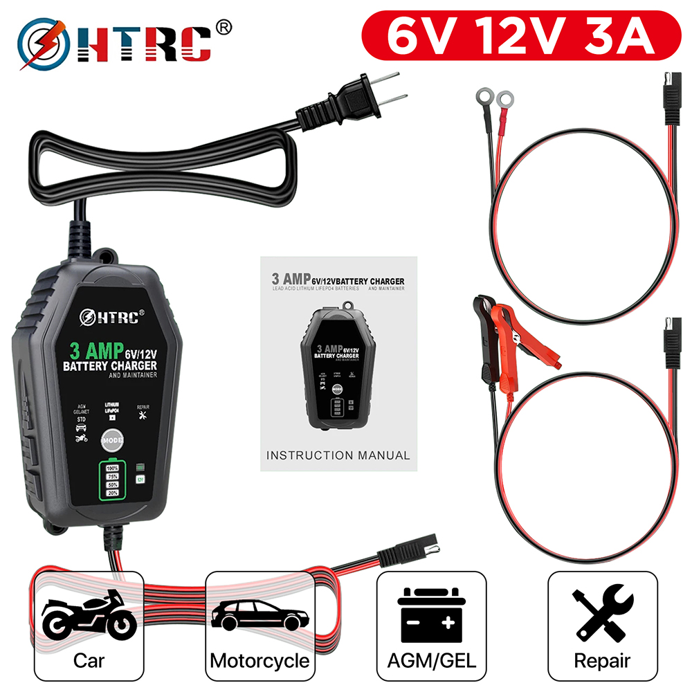 Lifepo4 Battery Charger Smart Automatic - HTRC شاحن بطارية السيارة 6 فولت