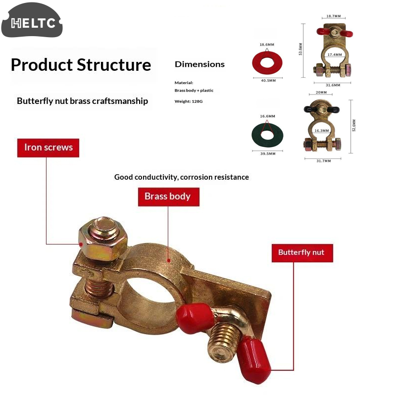 Battery Terminal Clamps Quick Release Brass - مجموعة واحدة من مشابك توصيل البطارية