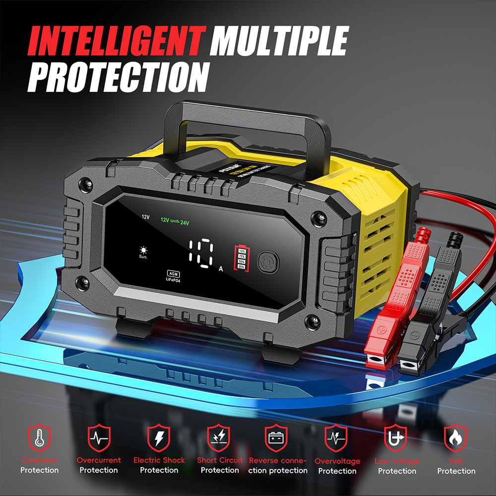 FOXSUR 12 فولت 24 فولت سيارة د - مراجعة Lifepo4 Battery Charger Smart Automatic وسعره