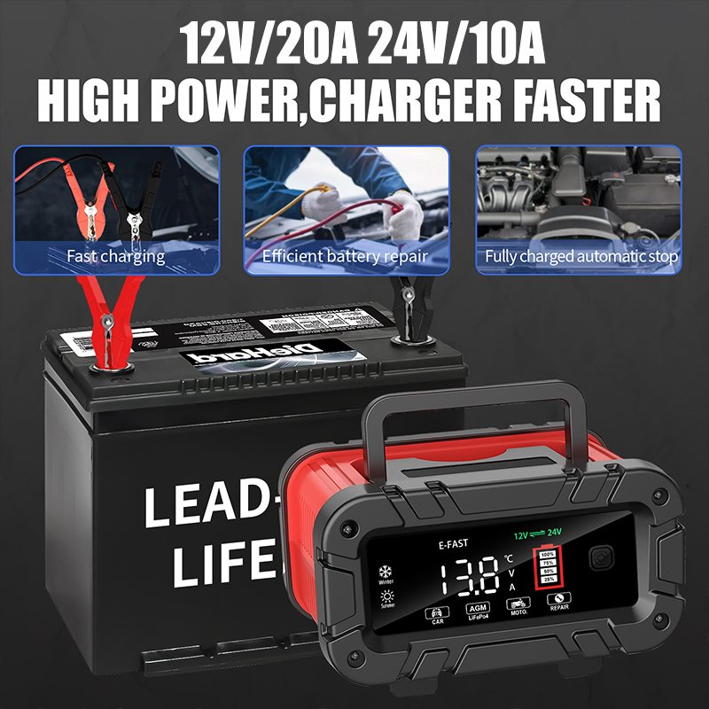 شاحن بطارية 20 أمبير 12 فولت/2 - مراجعة Smart Car Battery Charger 12V 24V 20A وسعره