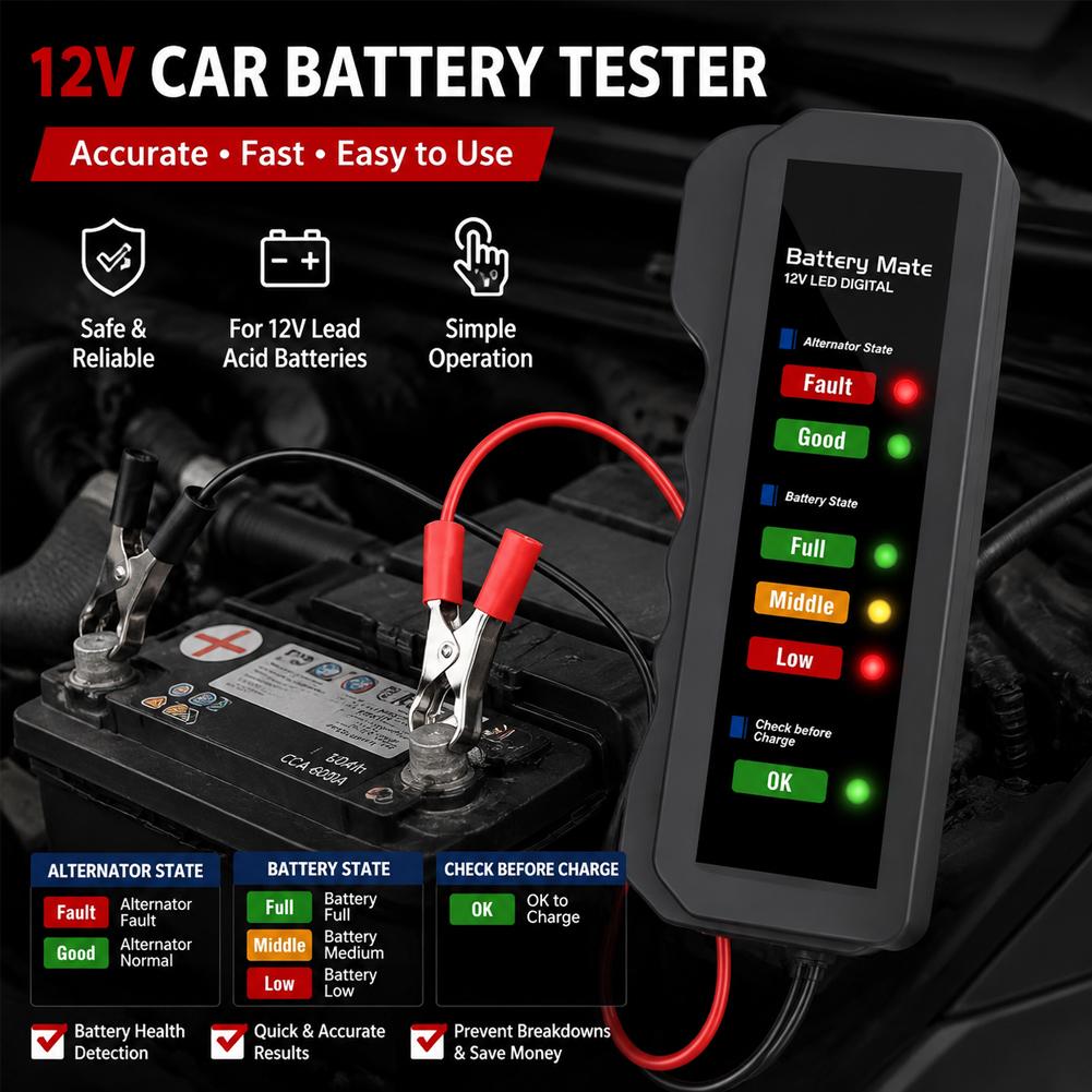 جهاز اختبار المولد الرقمي 12 ف - مراجعة Alternator Tester Digital Diagnostic Tool وسعره