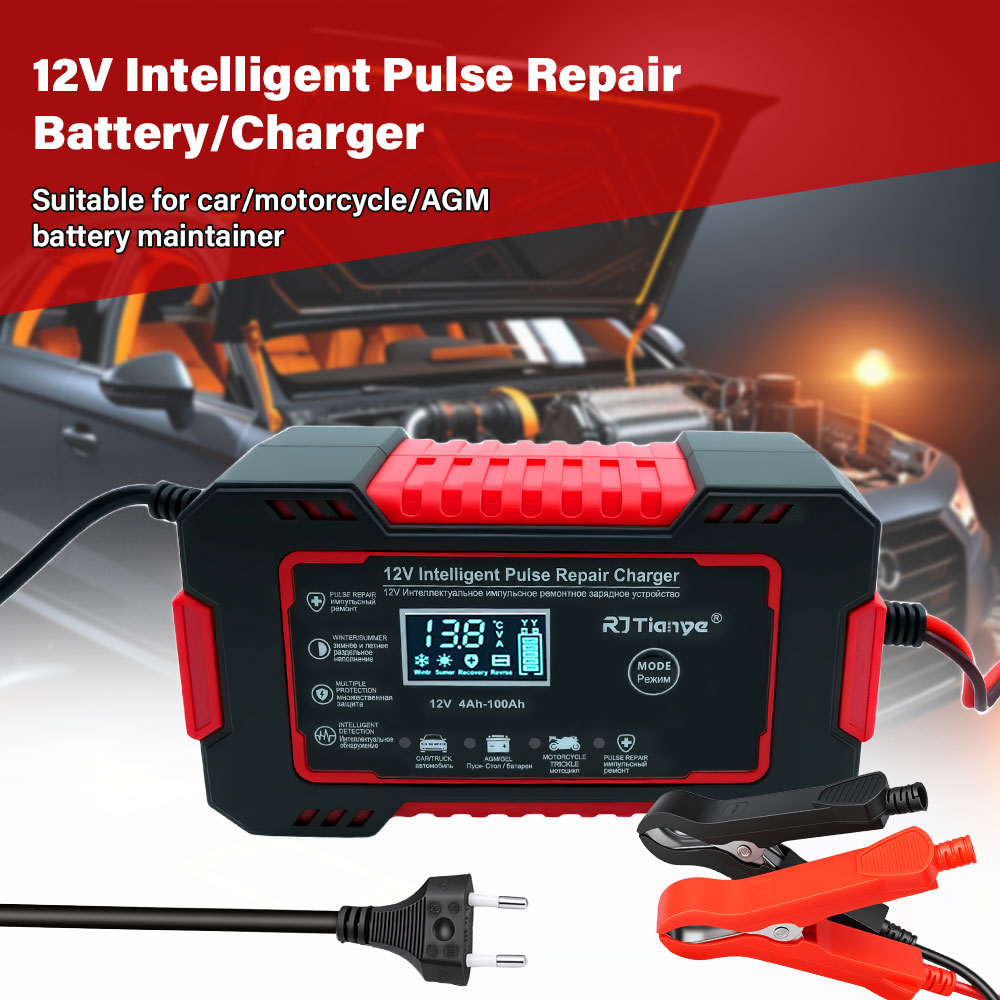 شاحن بطارية للسيارات والدراجات - مراجعة Smart Car Battery Charger 12V 24V 20A وسعره