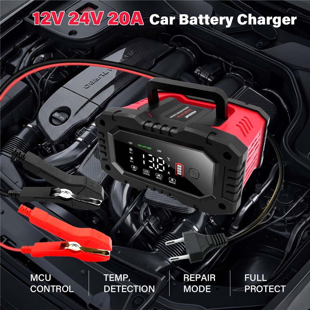 شاحن بطارية جديد للسيارات والد - مراجعة Smart Car Battery Charger 12V 24V 20A وسعره