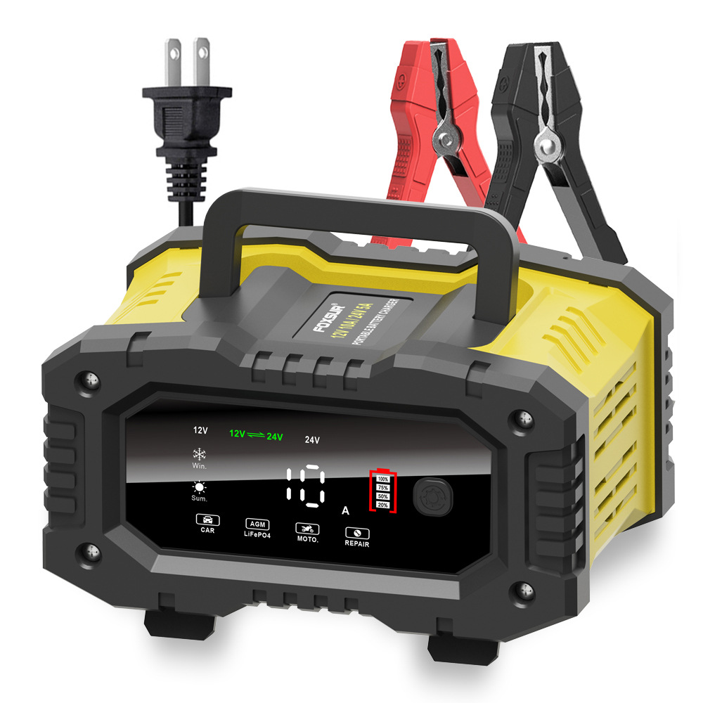 شاحن بطارية دراجة نارية FOXSUR - مراجعة Smart Car Battery Charger 12V 24V 20A وسعره