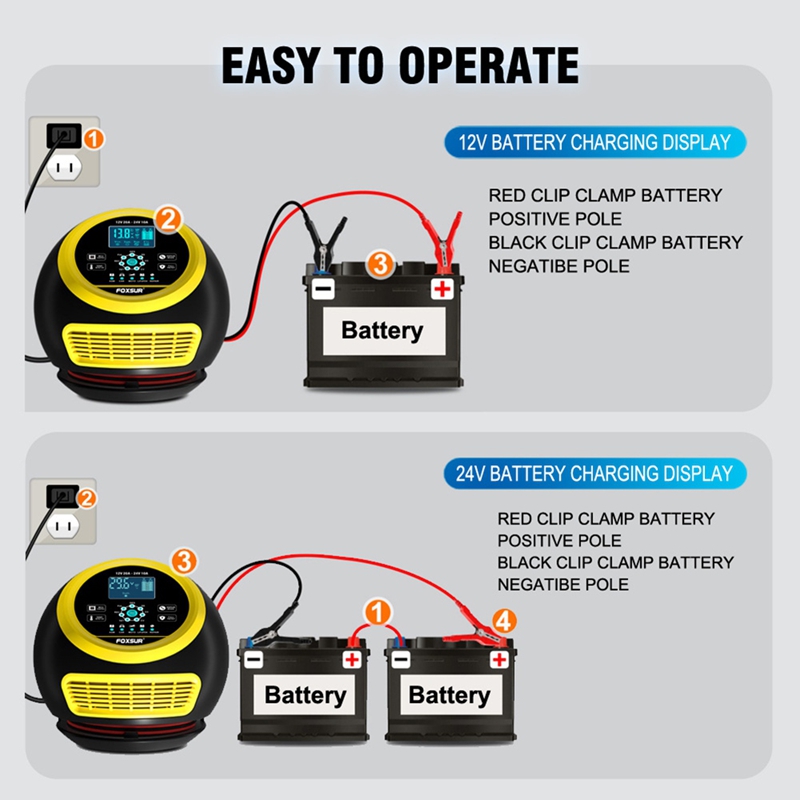 عرض خاص: شاحن بطارية السيارة F - مراجعة Smart Car Battery Charger 12V 24V 20A وسعره