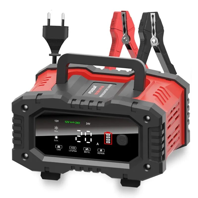 دراجة نارية للسيارة 20A/10A 12 - مراجعة Smart Car Battery Charger 12V 24V 20A وسعره